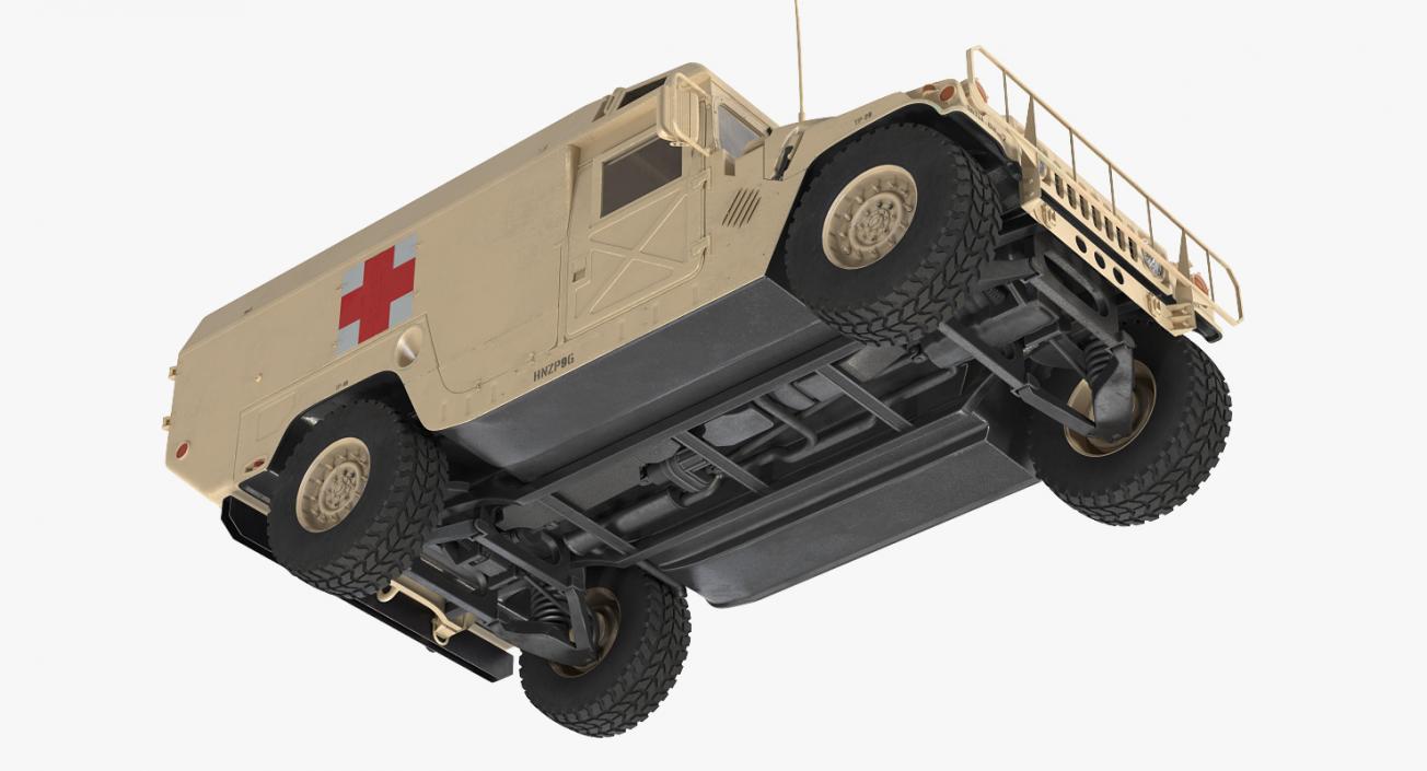 3D Ambulance Car HMMWV m996 Rigged Desert model
