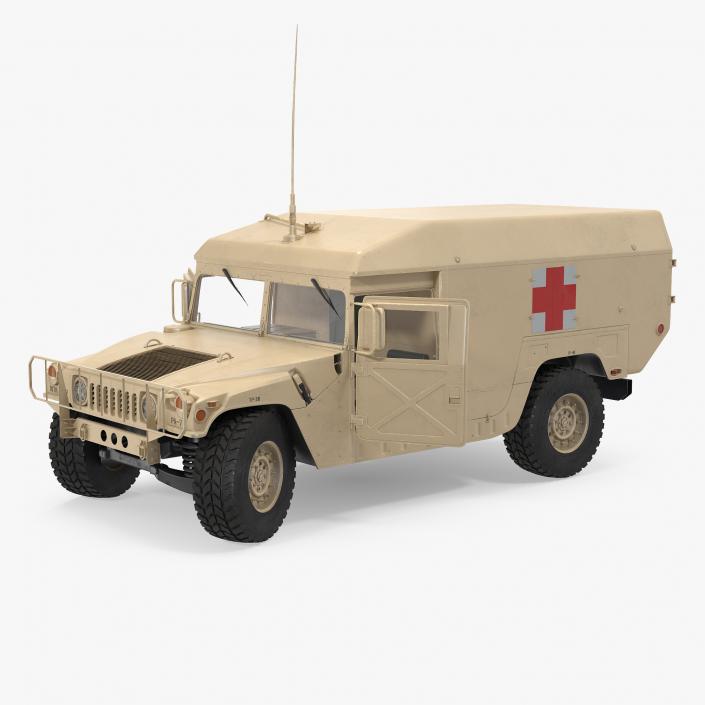 3D Ambulance Car HMMWV m996 Rigged Desert model