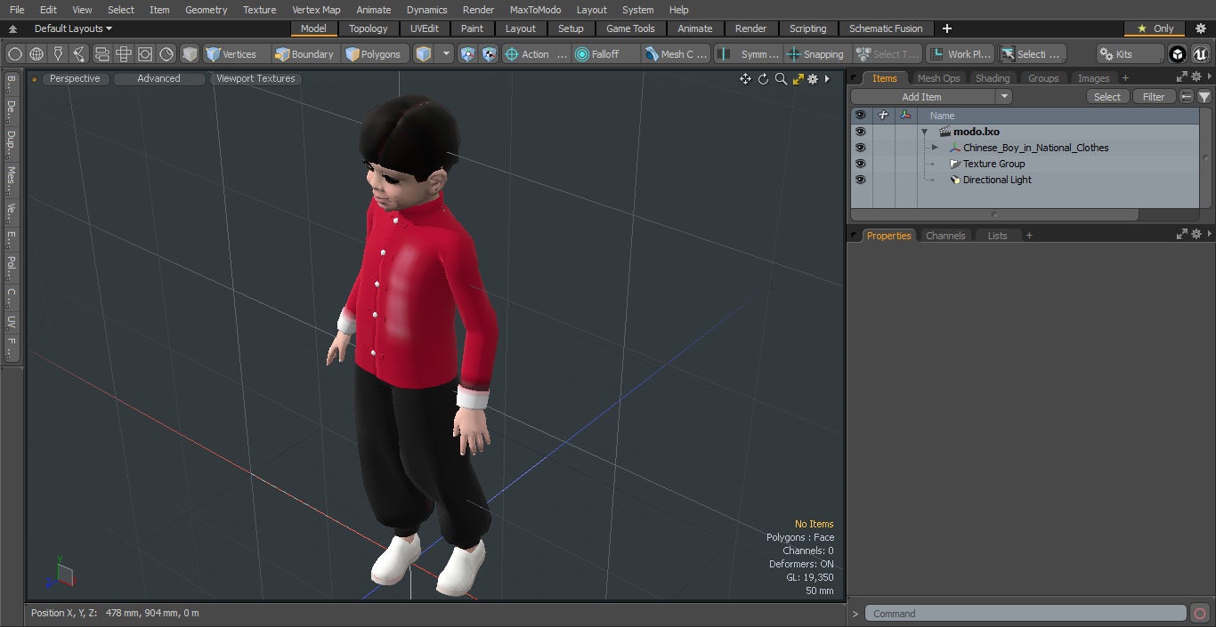 3D Chinese Boy in National Clothes