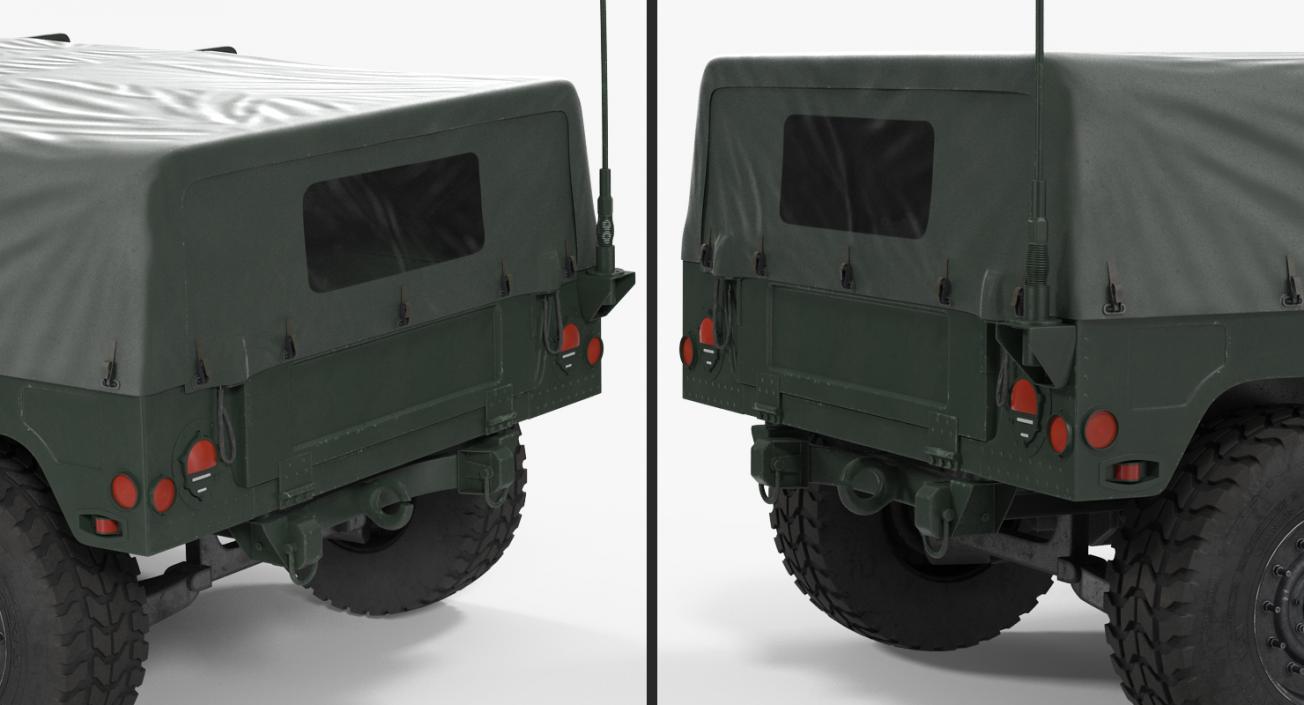 Soft top Military Car HMMWV m1035 Green 3D model