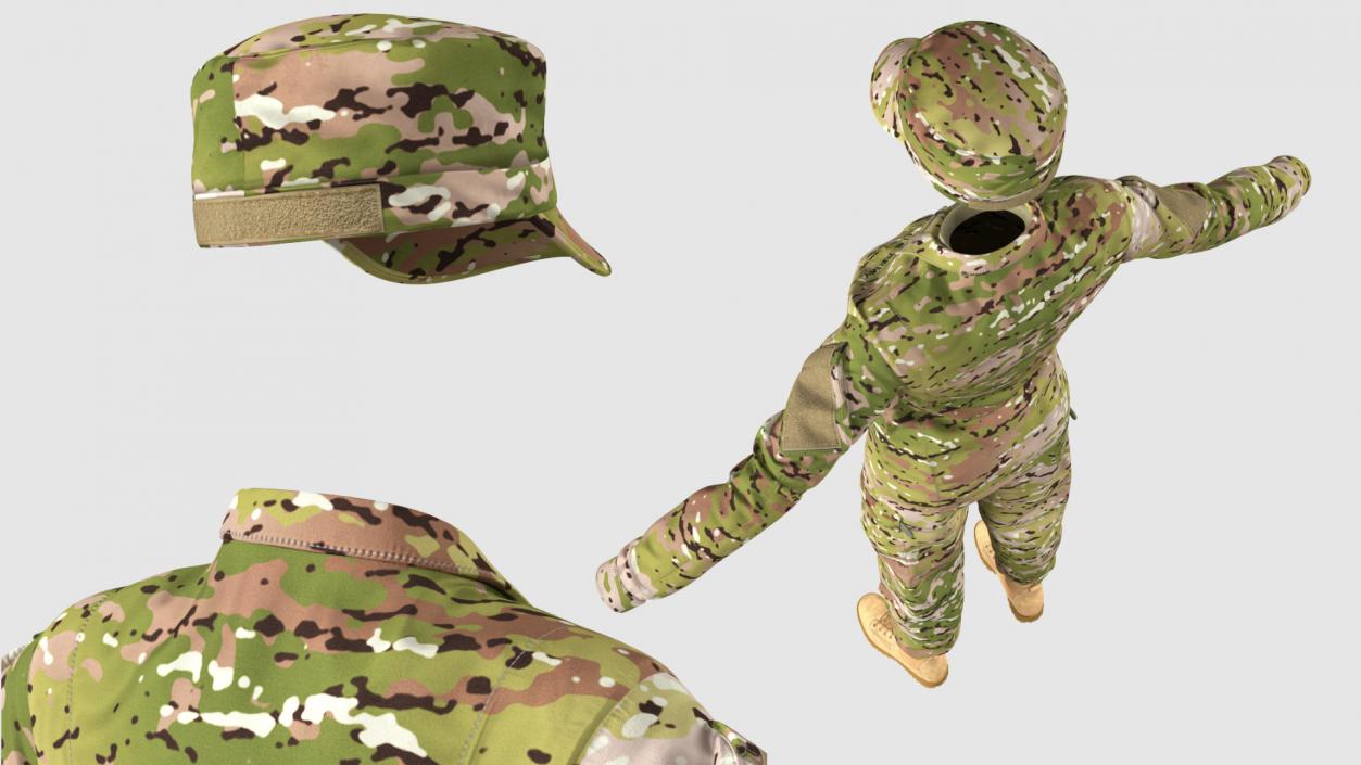 3D Female US Soldier Camouflage Uniform