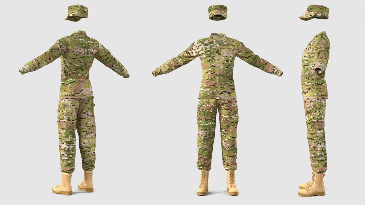 3D Female US Soldier Camouflage Uniform