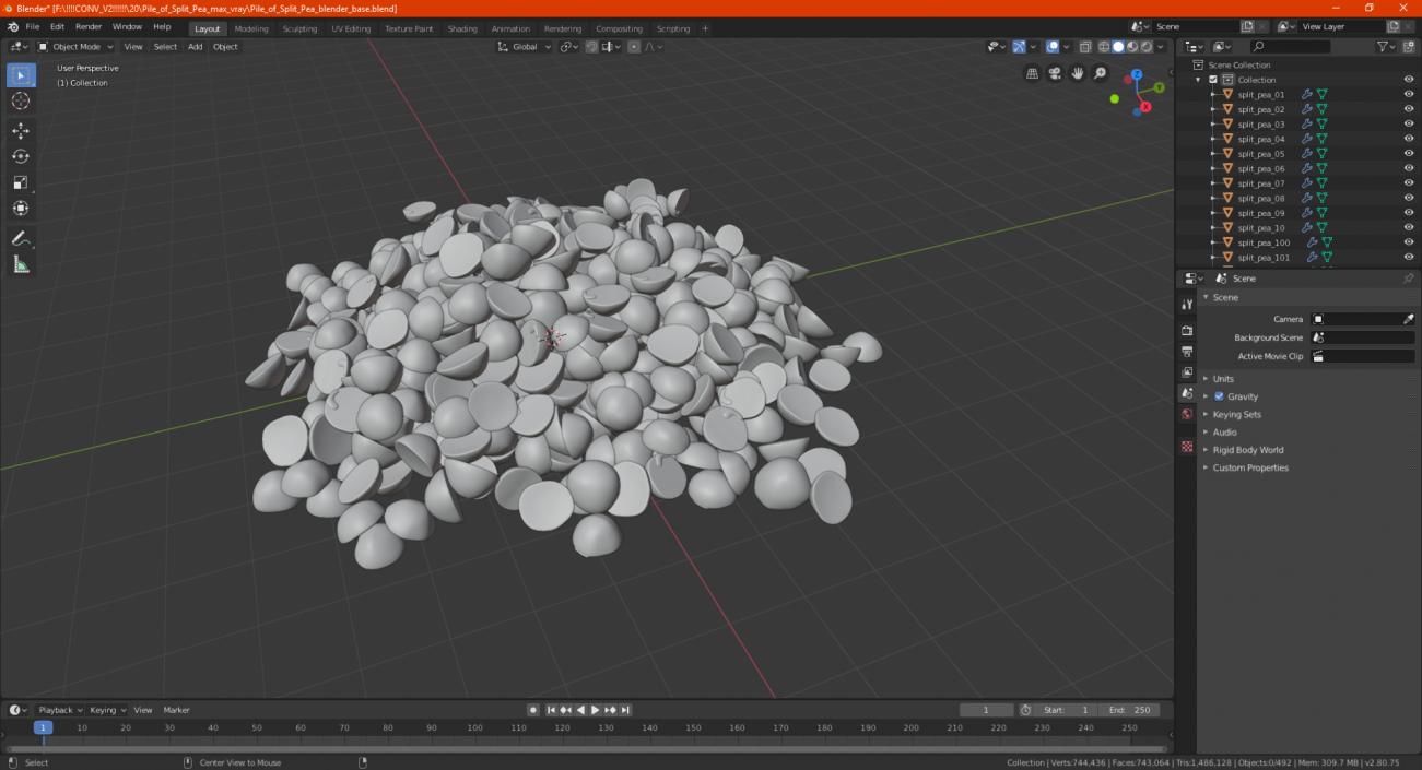 Pile of Split Pea 3D