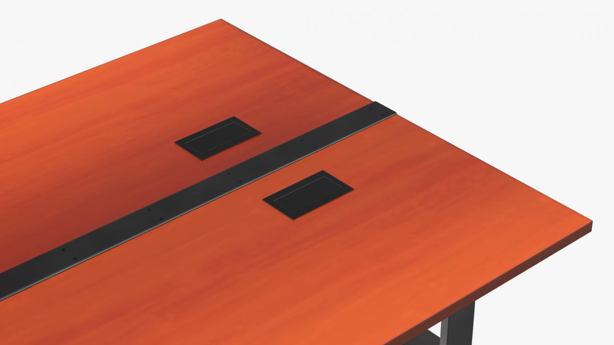 Modular Conference Table with Data Ports Mahogany 3D model