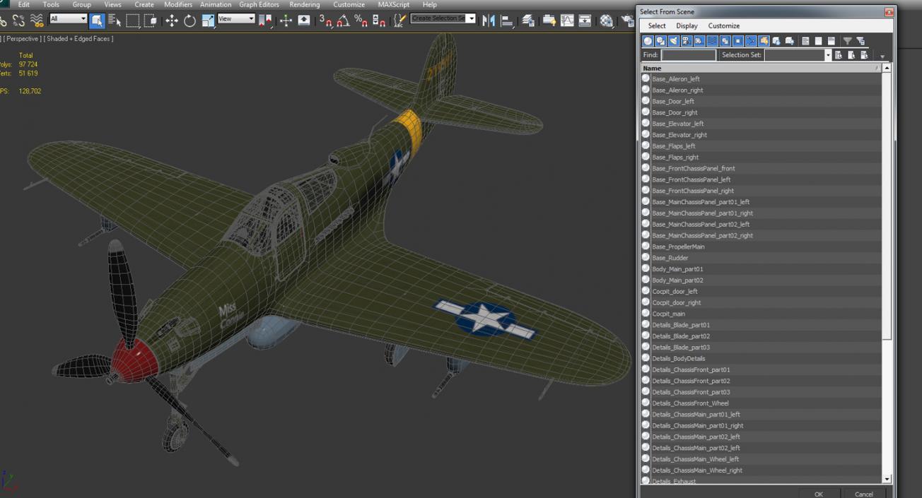 American WWII Fighter Aircraft Bell P-39 Aircobra 3D model