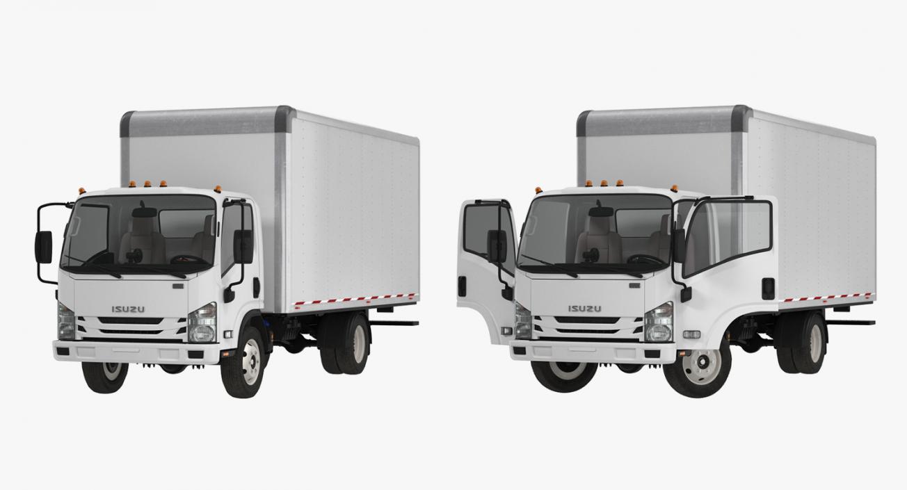 3D Box Truck Isuzu NPR 2018 Rigged