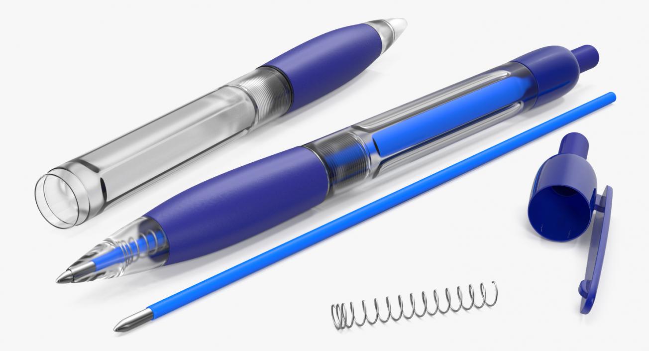 Ballpoint Pen Blue Ink 3D