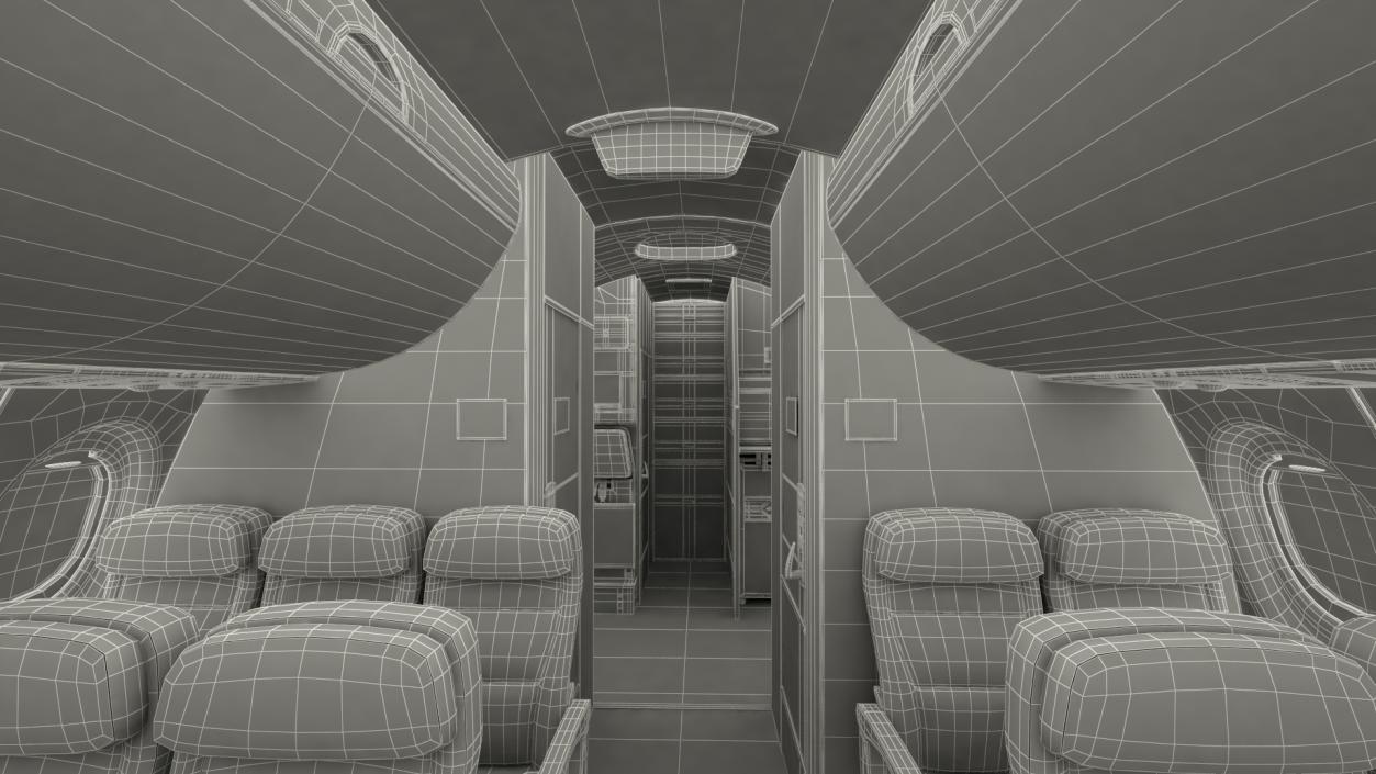 3D model Airbus A220 300 Detailed Interior Rigged