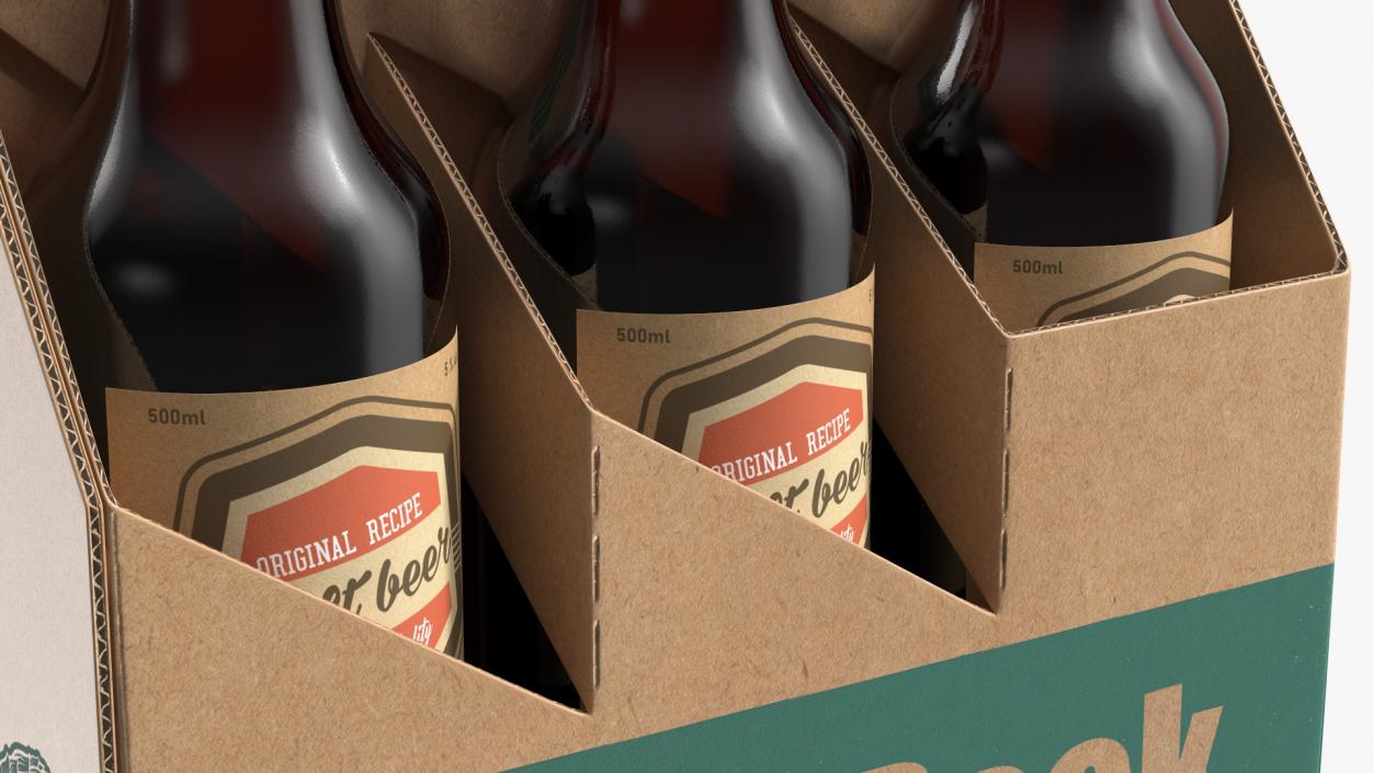 Cardboard Bottle Carrier With Beer 3D model