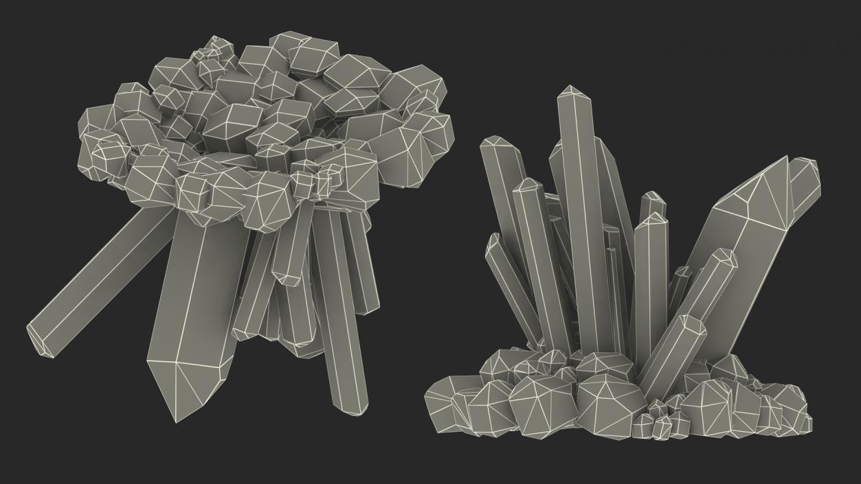 3D Clear Quartz Crystals