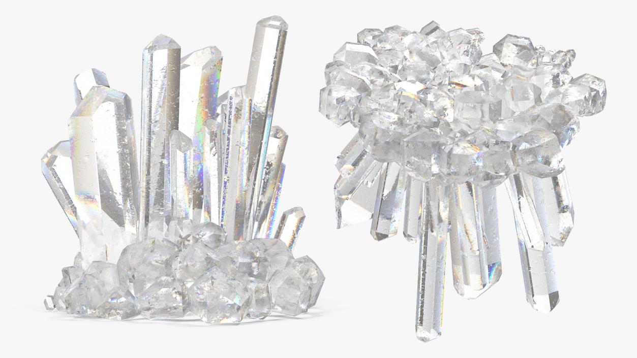 3D Clear Quartz Crystals