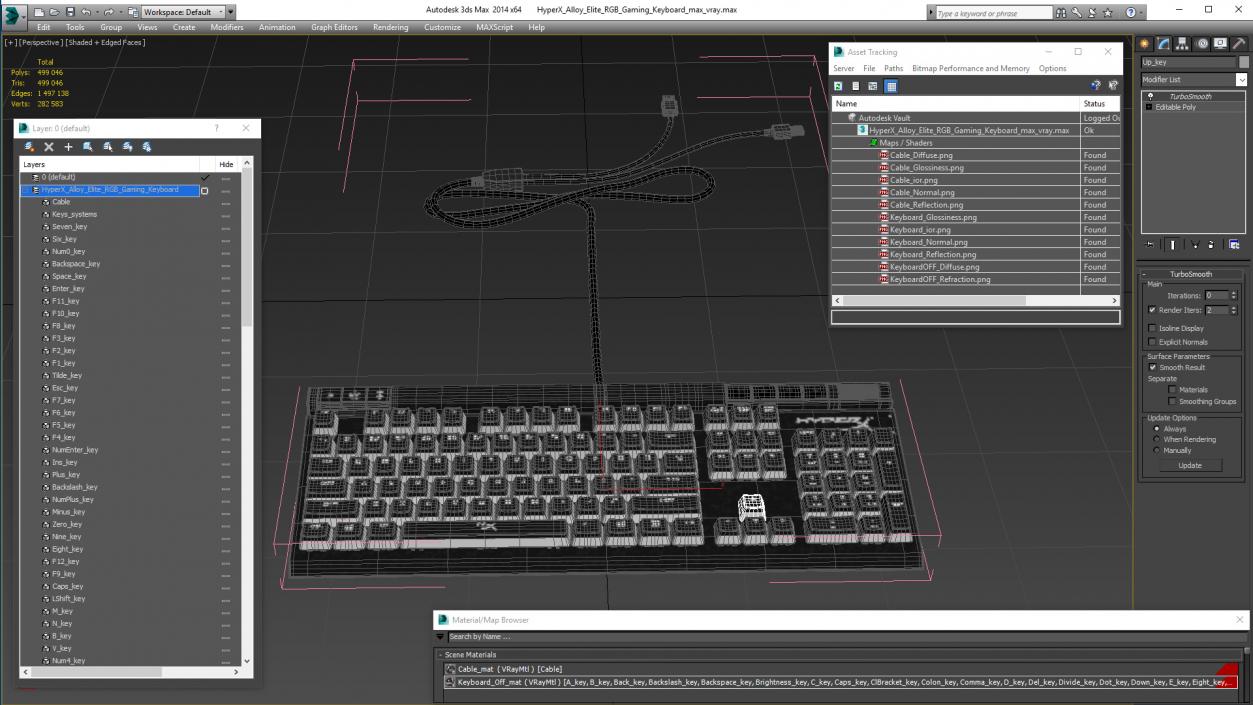 3D HyperX Alloy Elite RGB Gaming Keyboard model