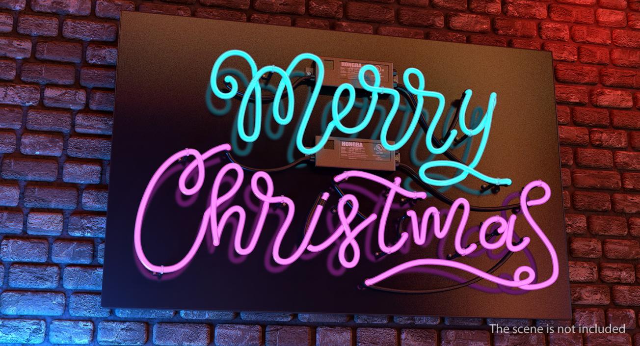 3D model Neon Sign Merry Christmas