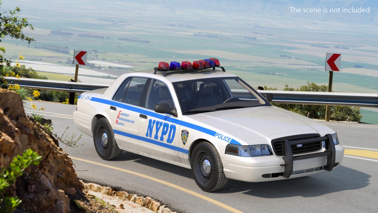 Ford Crown Victoria Police Car NYPD 2011 Rigged 3D