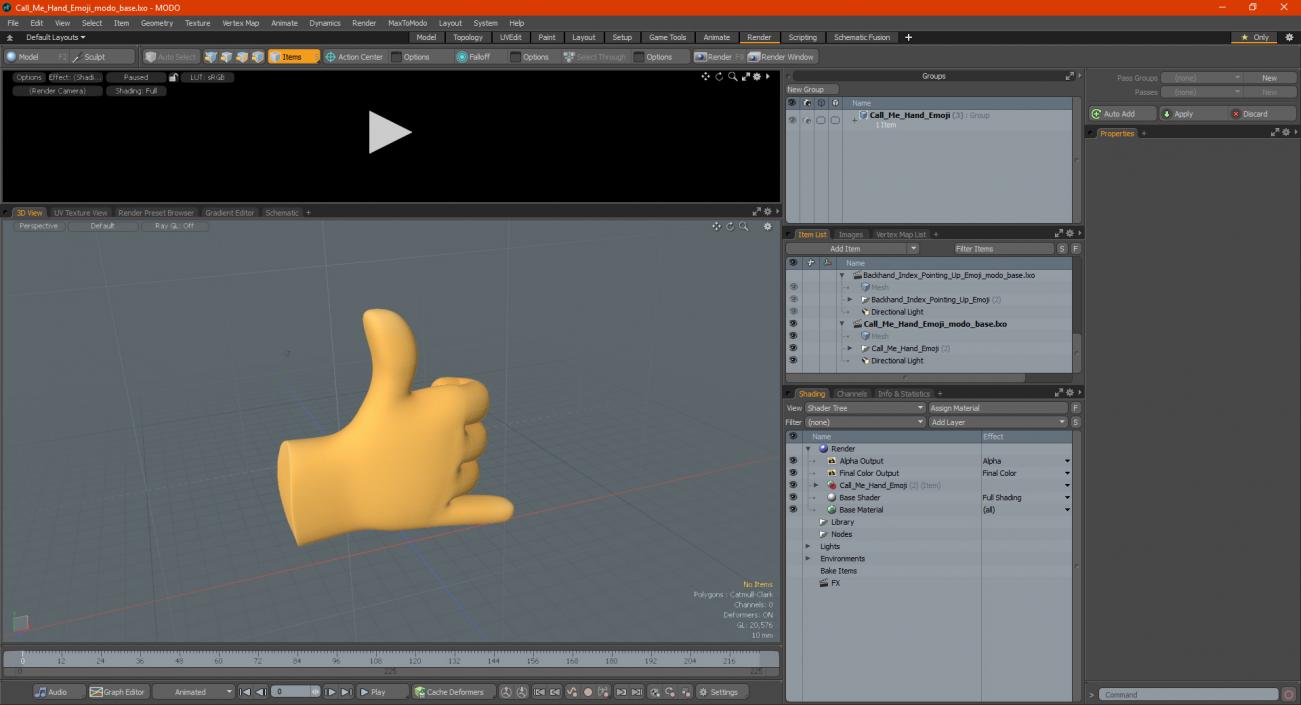 3D Call Me Hand Emoji model
