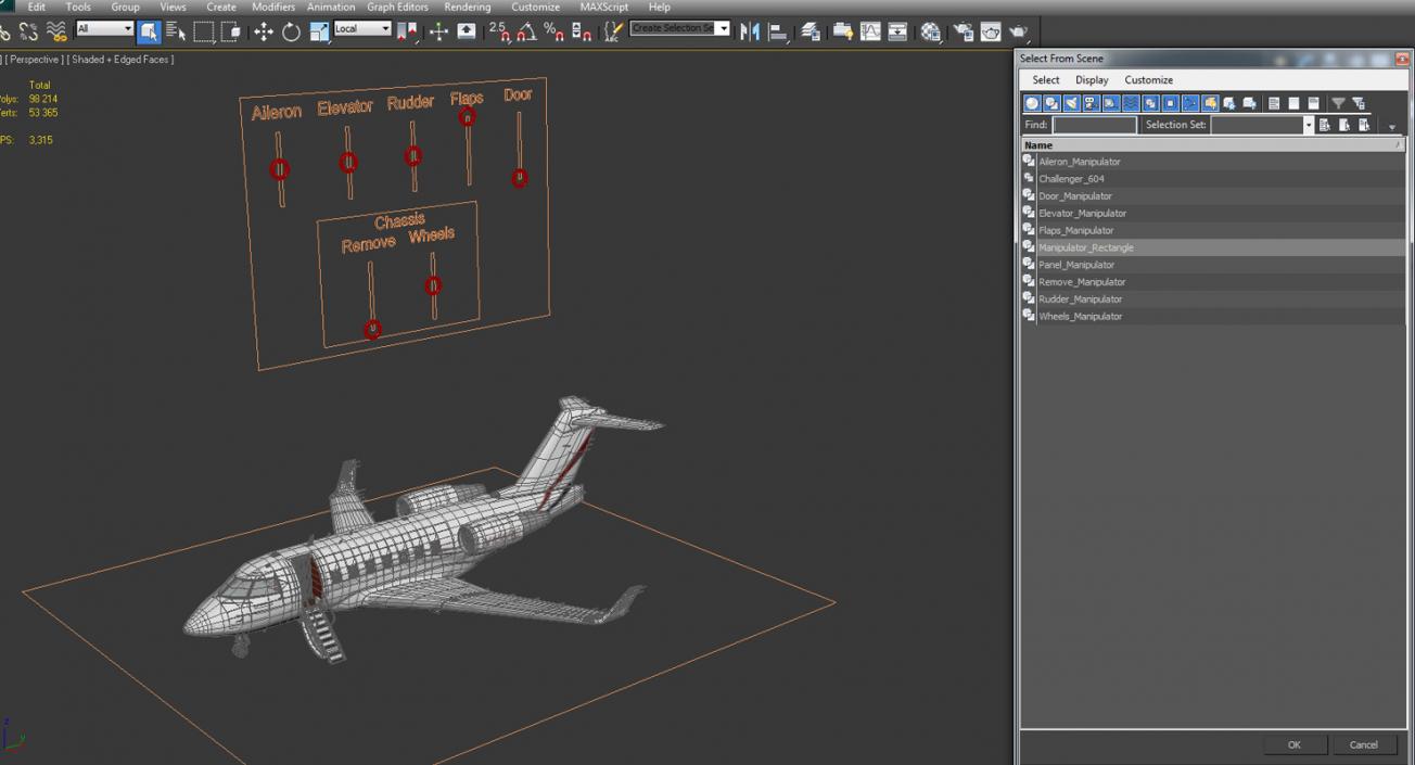 3D model Bombardier Challenger 604 Business Jet Generic 2 Rigged