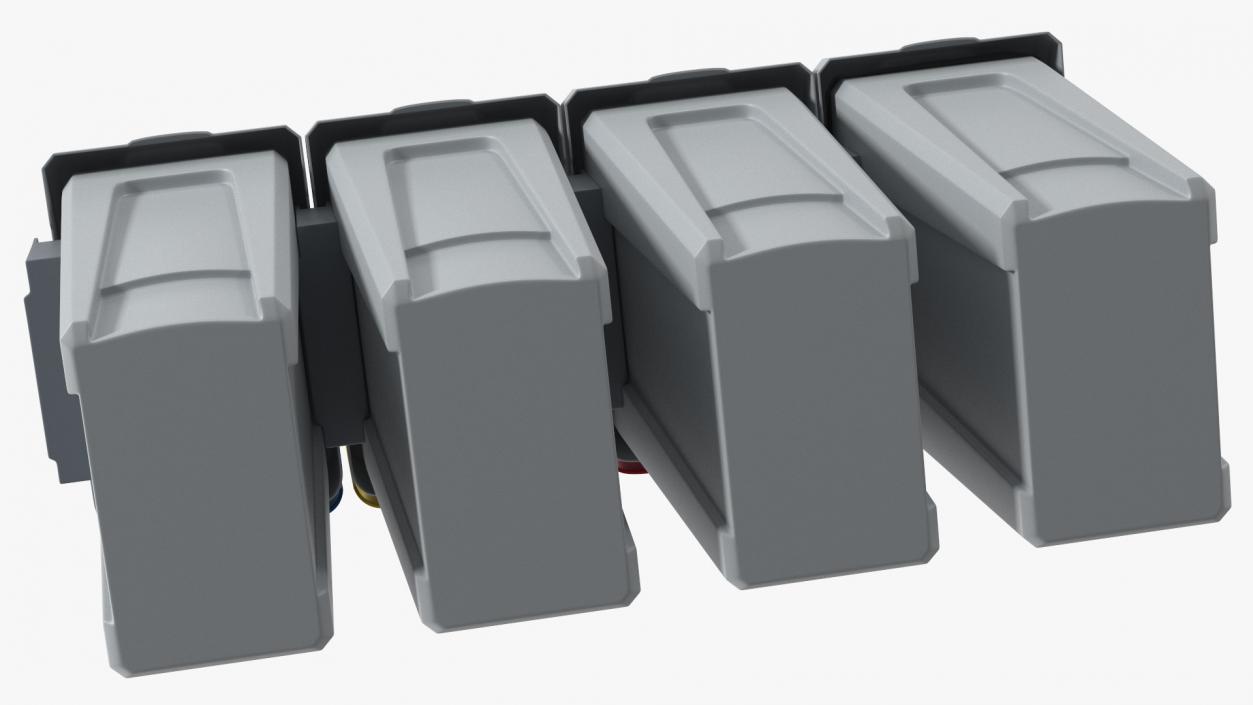 Four Compartments Recycling Station Set 3D model