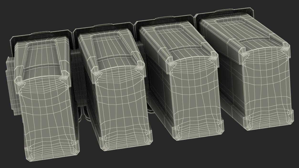Four Compartments Recycling Station Set 3D model
