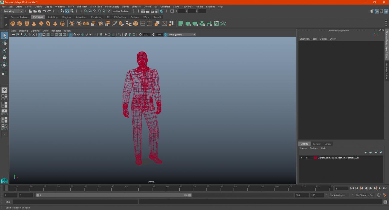 Dark Skin Black Man in Formal Suit 3D model