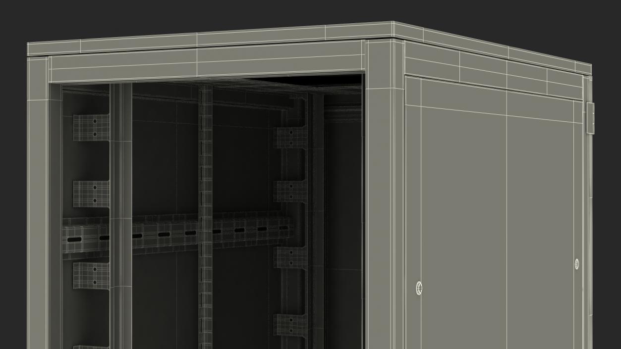 Black 33U Floor Standing Rack Cabinet 3D