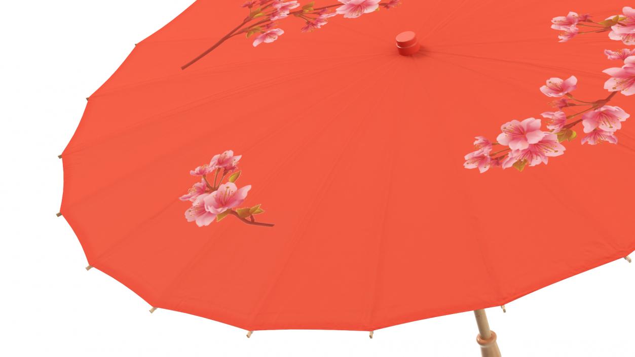 3D model Chinese Umbrella Red Open