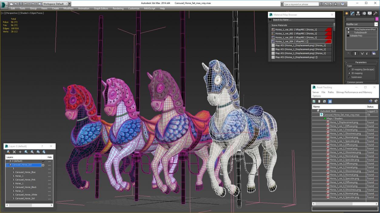 3D Carousel Horse Set model