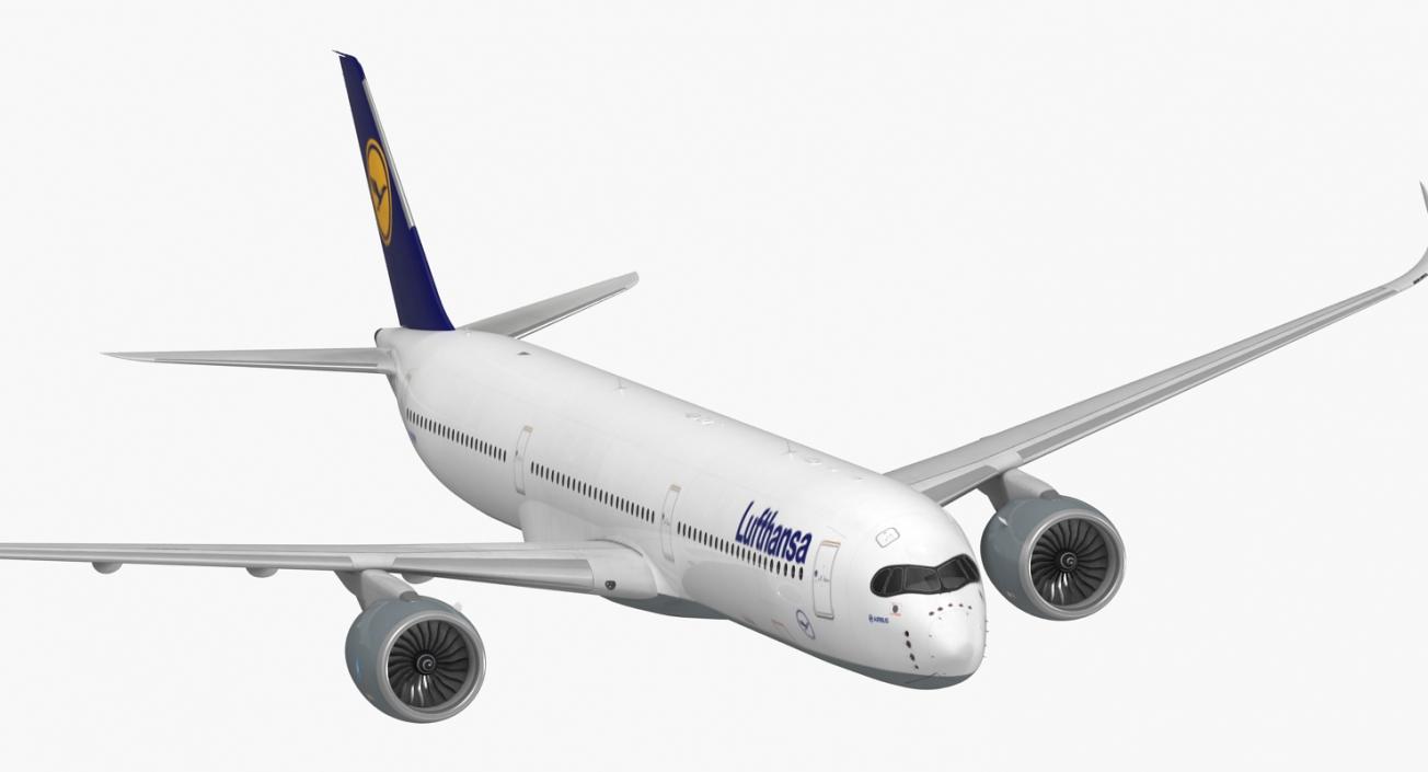 3D Airbus A350-1000 Lufthansa Rigged model