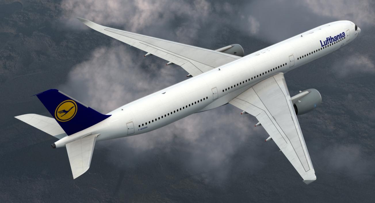 3D Airbus A350-1000 Lufthansa Rigged model