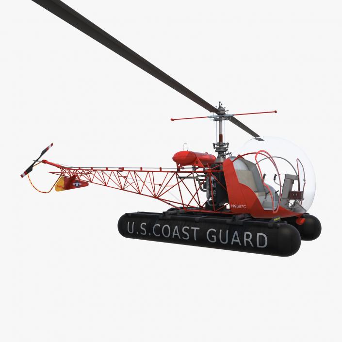 Bell 47 On Floats uscg Rigged 3D model