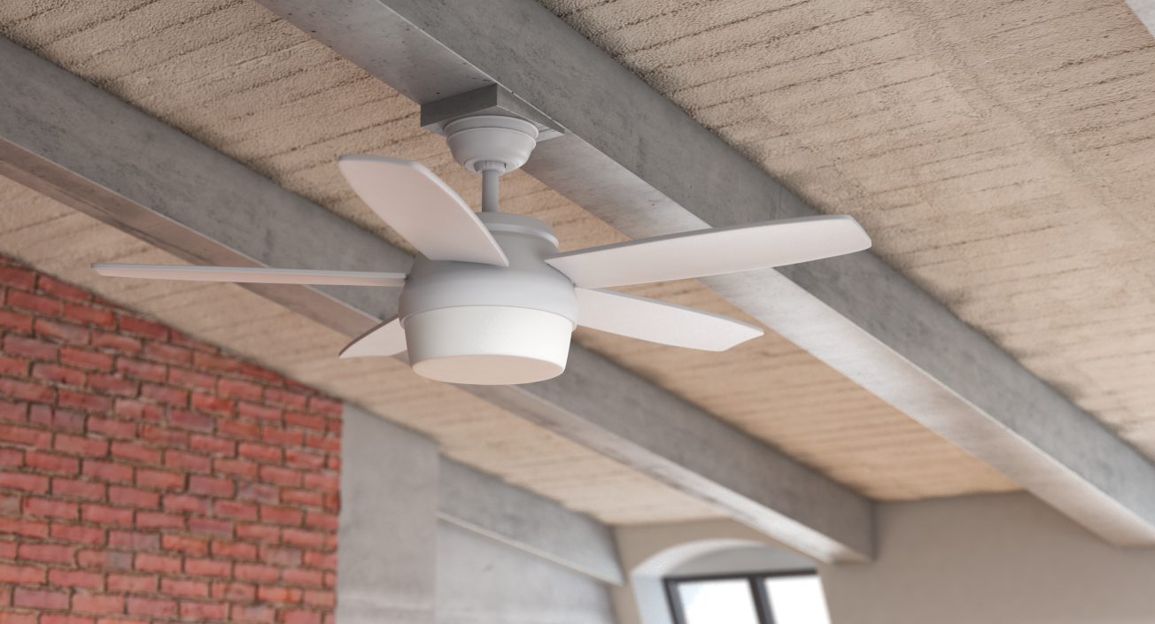 White Ceiling Fan 3D