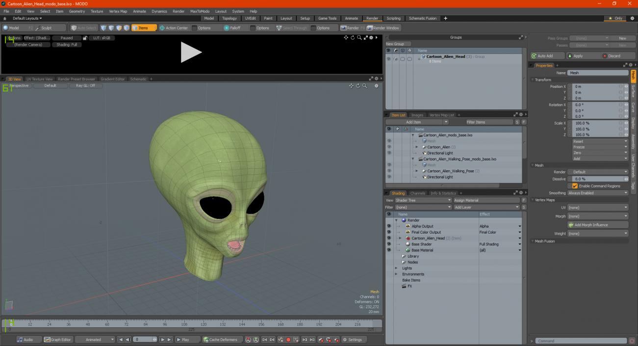 3D Cartoon Alien Head model