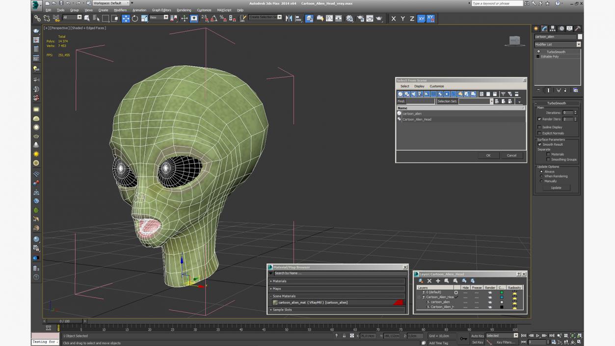 3D Cartoon Alien Head model