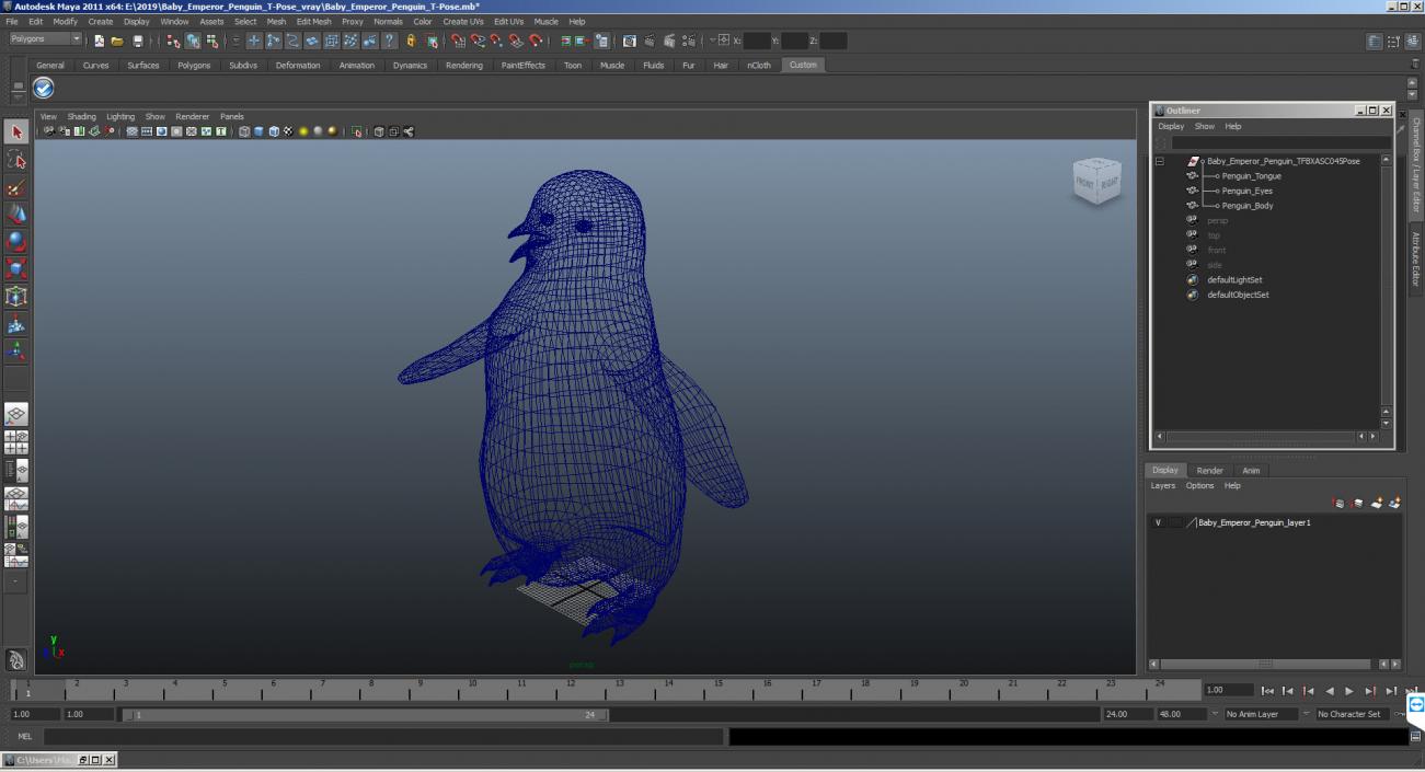 Baby Emperor Penguin T-Pose 3D