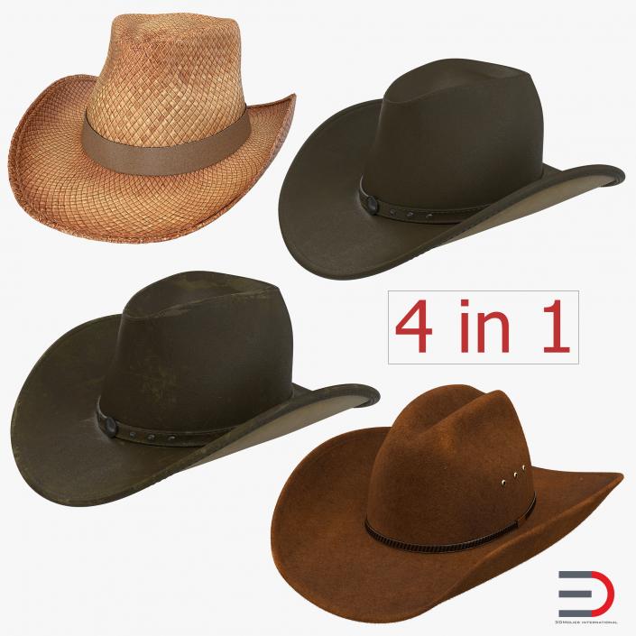 3D Old Cowboy Hats Collection