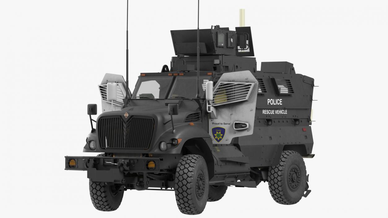 3D Police Vehicle MRAP International MaxxPro Rigged model