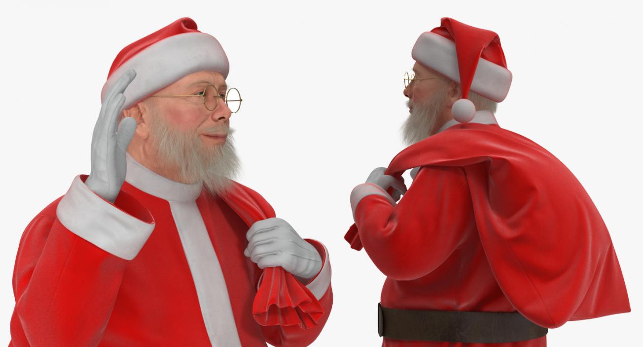 3D Santa Claus Holding Gift Bag model