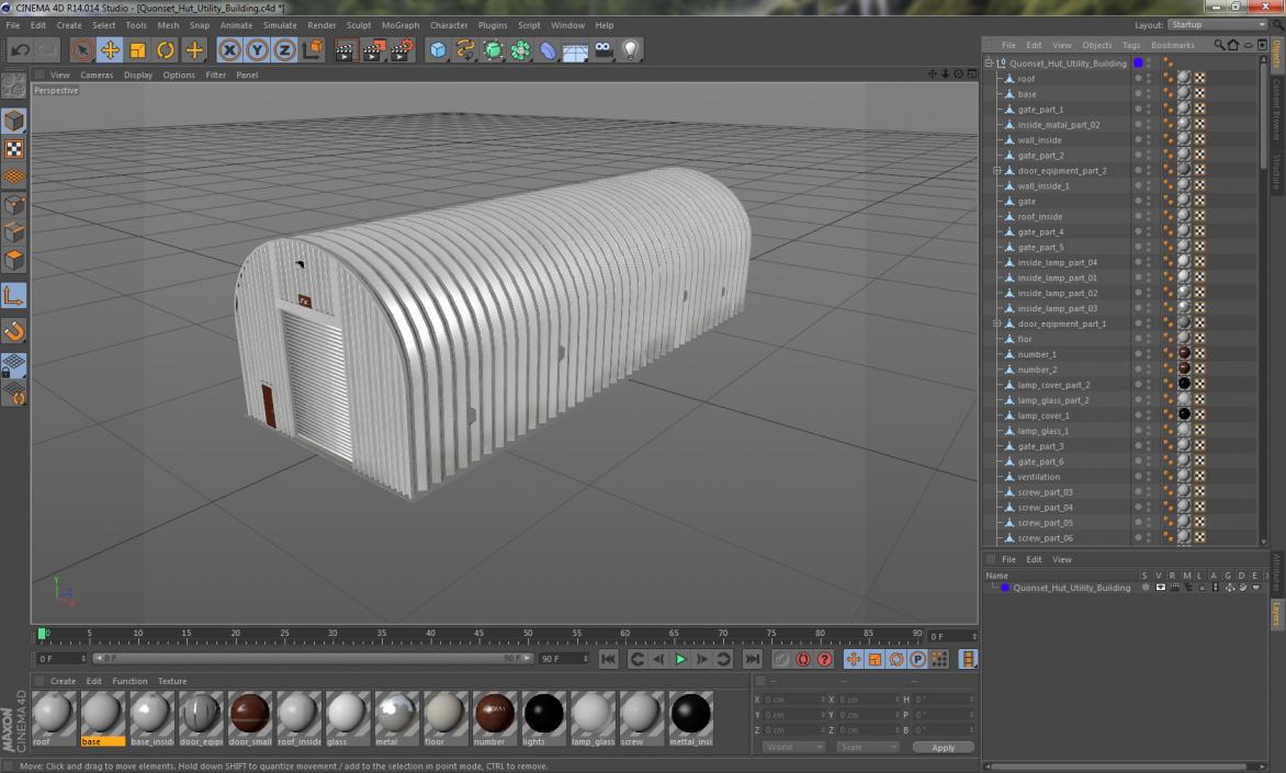 3D Quonset Hut Utility Building model