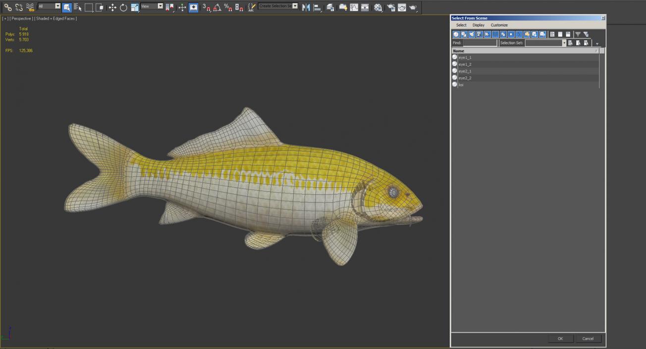 3D model Yellow Koi Ogon Fish