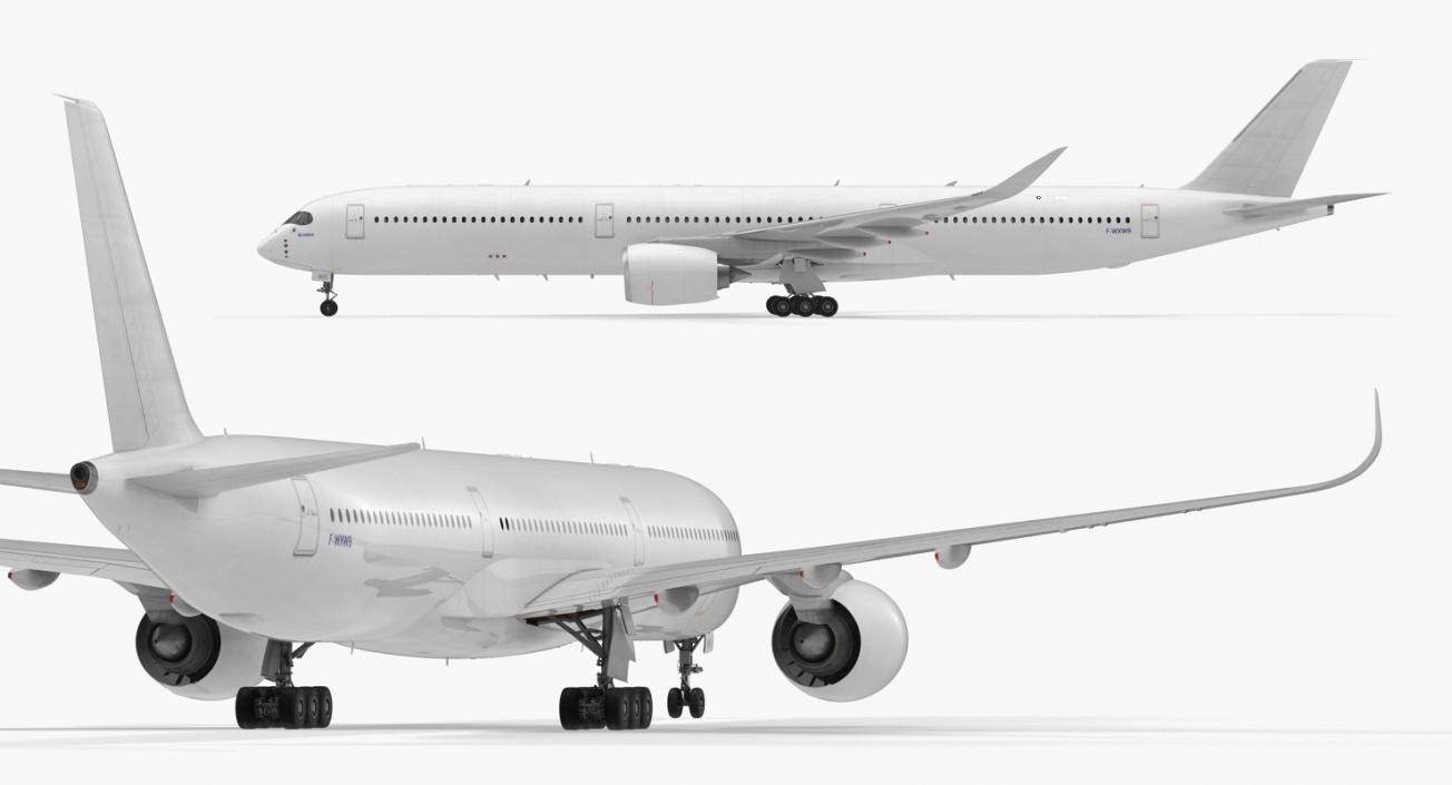 3D Airbus A350-1000 Generic Rigged