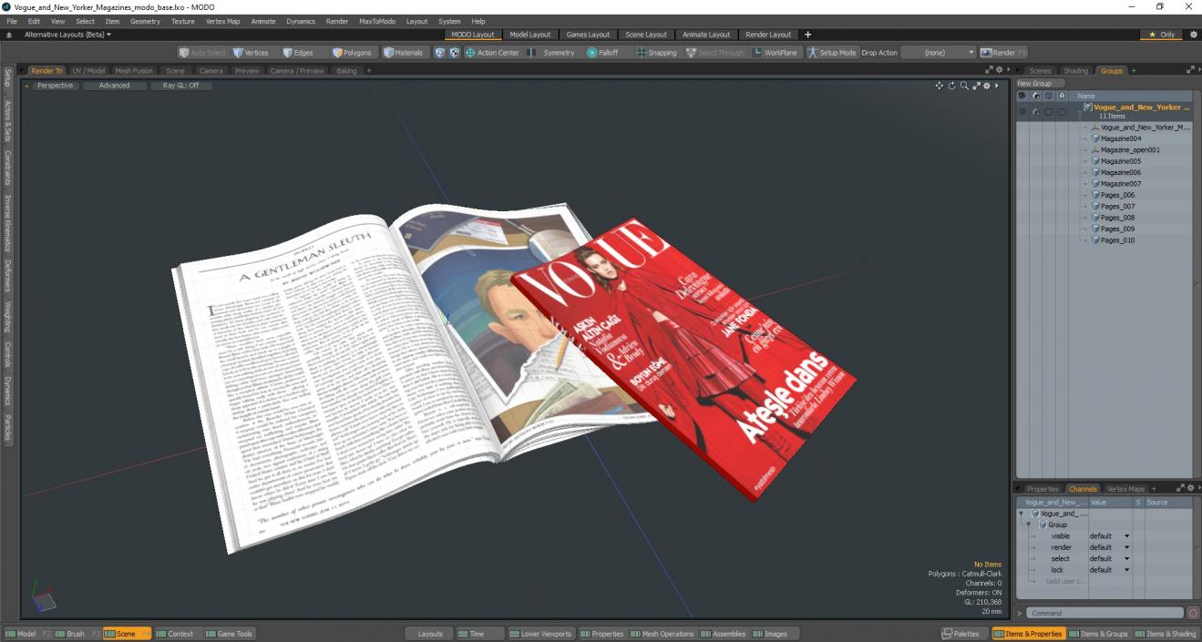 3D model Vogue and New Yorker Magazines