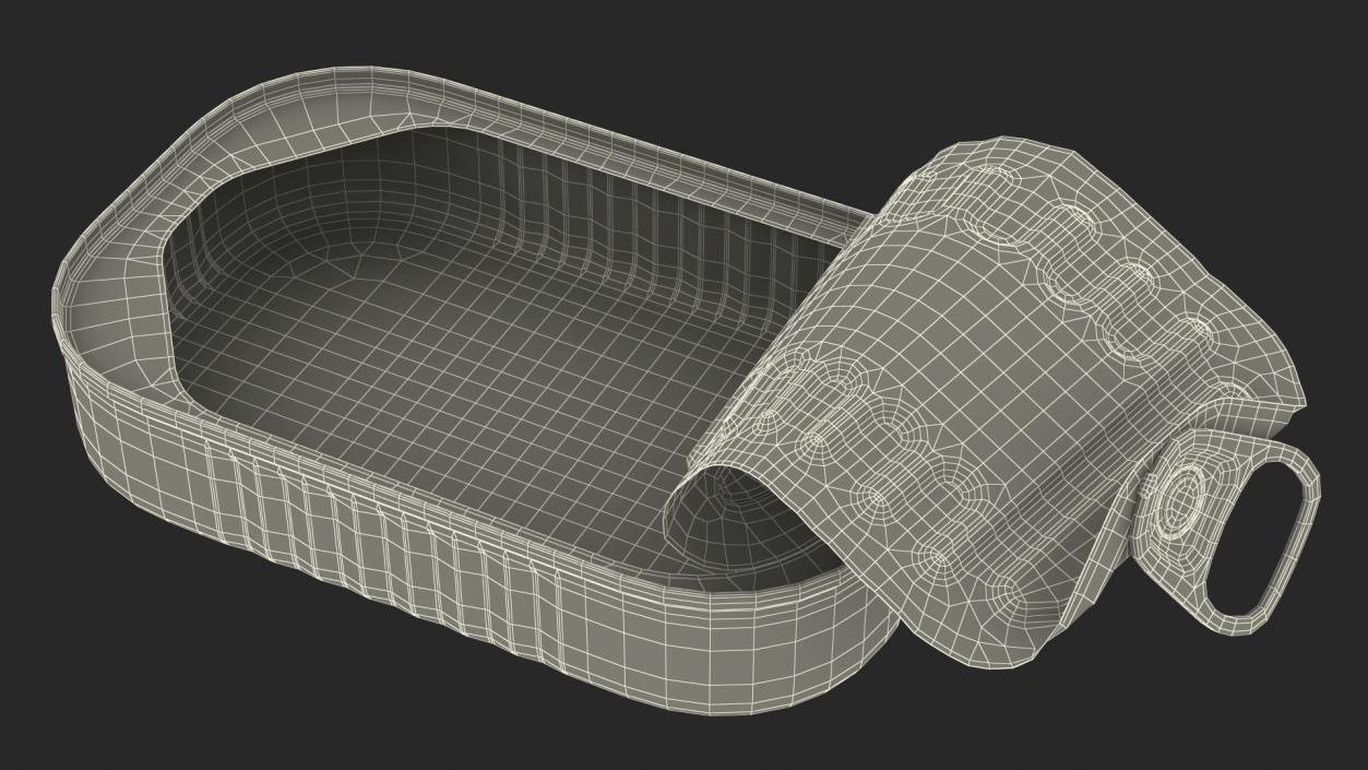 Open Empty Rectangular Sardine Can 3D model