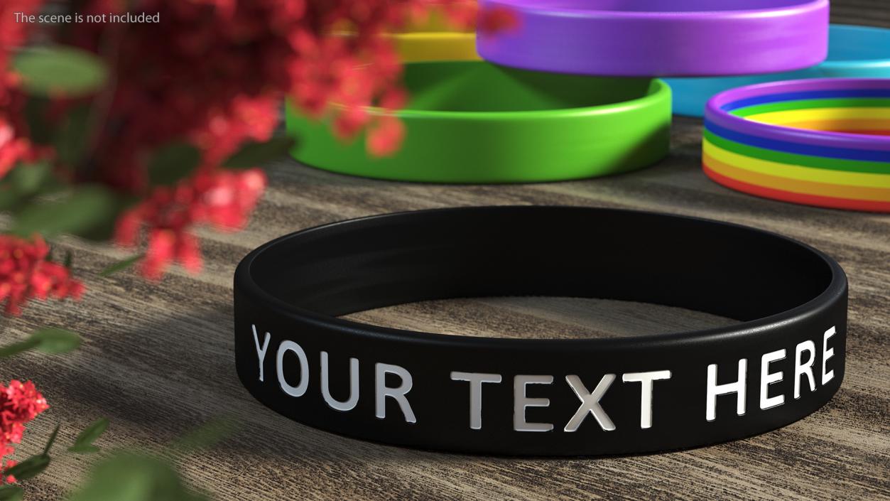 3D model Custom Text Silicone Wristband