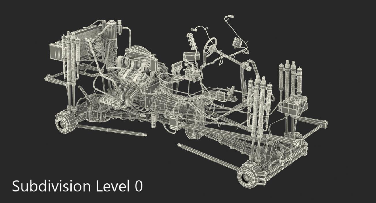 Monster Truck Bigfoot Engine and Chasis 3D model