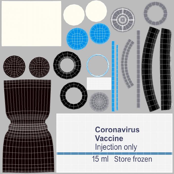 Coronavirus Vaccine Vial 15ml 3D model