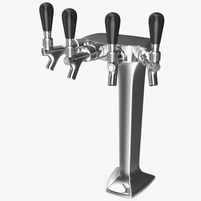 3D model Four Tap Stainless Steel Beer Tower