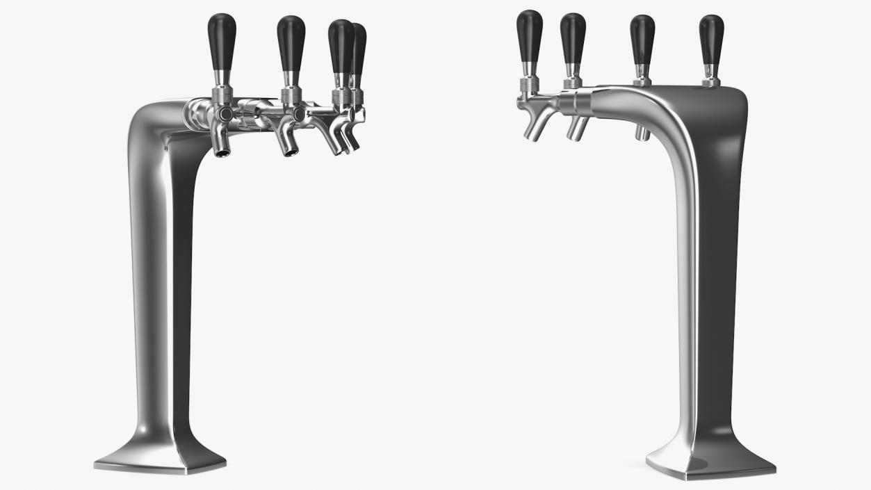 3D model Four Tap Stainless Steel Beer Tower