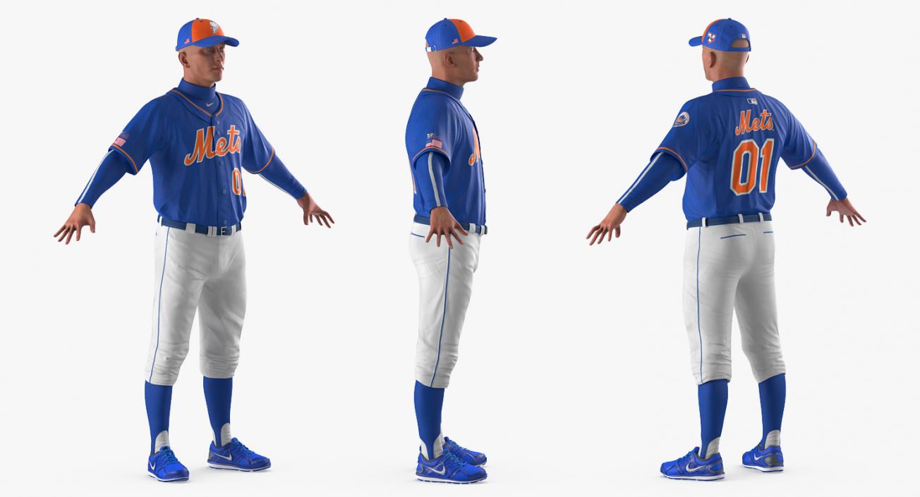 Baseball Player Rigged Mets 2 3D model