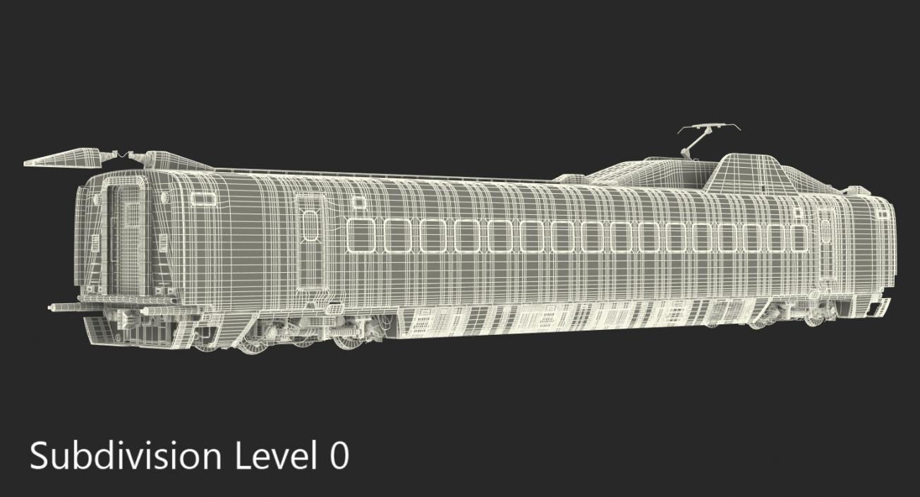 3D Bullet Train Passenger Car Rail Star Rigged model
