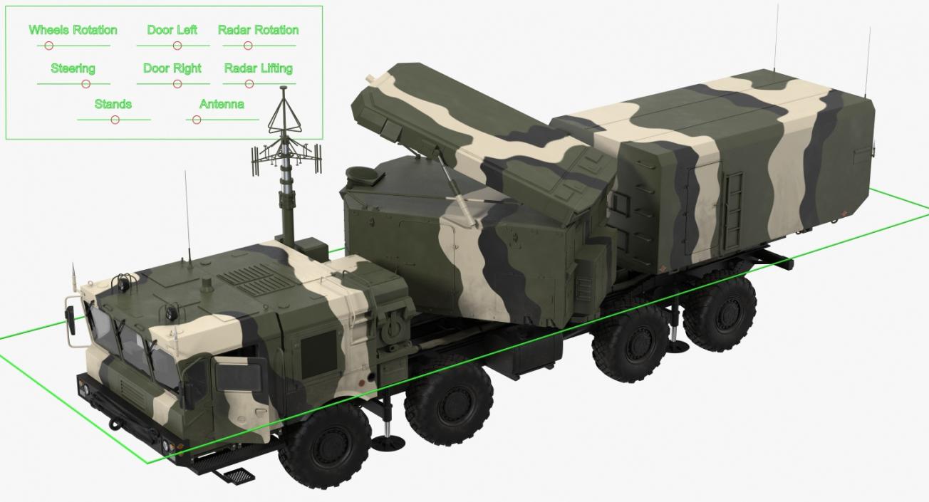 3D Mobile Radar Station 96L6 Hight Altitude Detector for S 400 Rigged