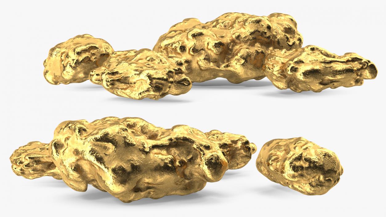 3D Metallic Gold Big Minerals